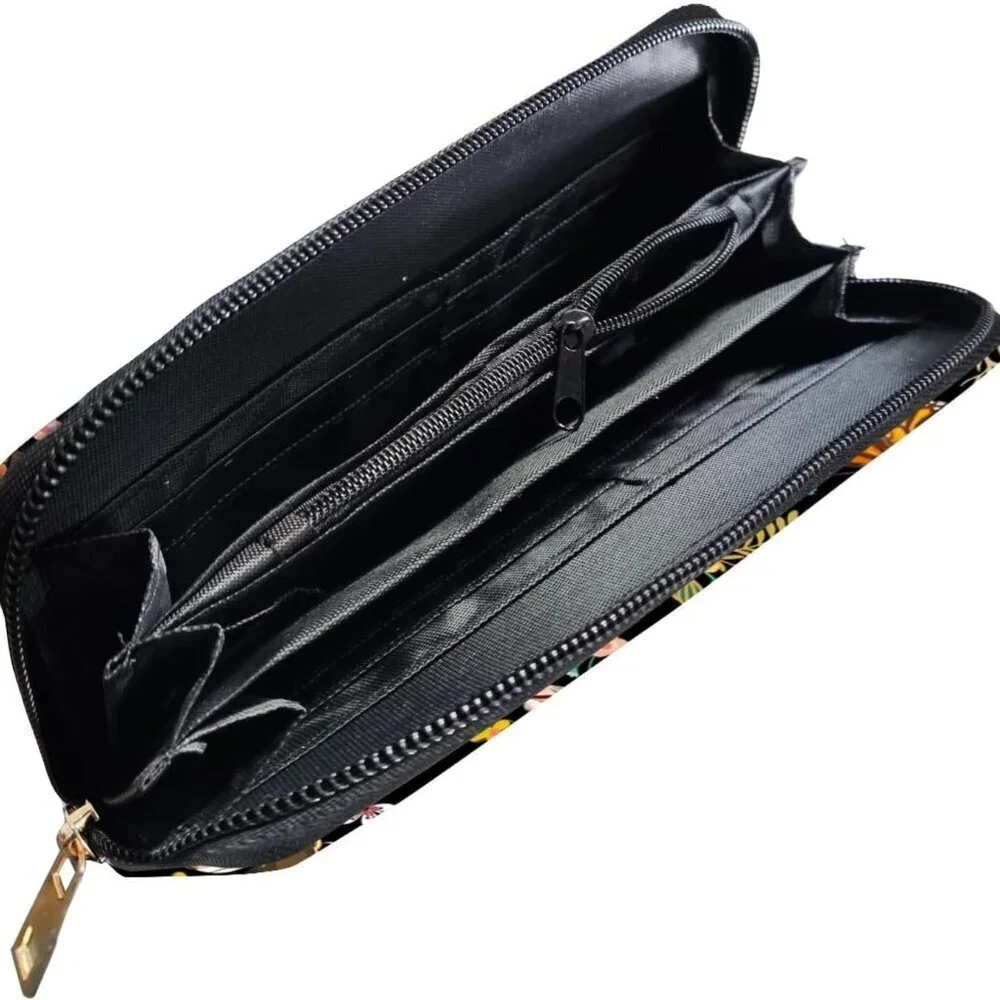 Leather Wallet Clutch Slim Compact Phone Wallet Keys Credit Cards